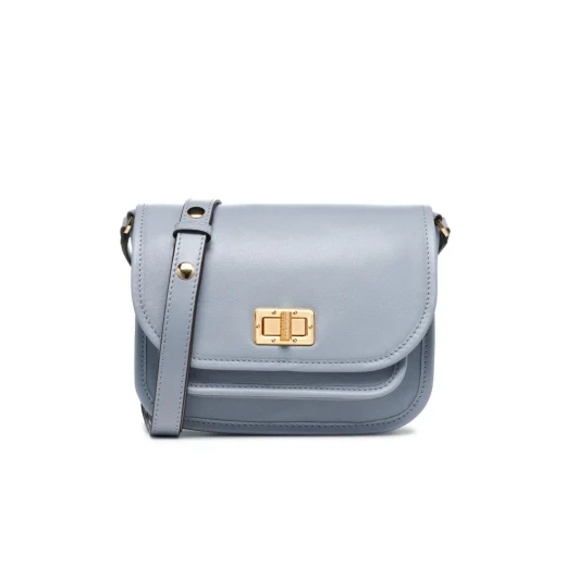 Flavrie Woman Crossbody Bag Light Sky Plain Leather 3 Internal Compartments Adjustable Shoulder Strap Turn Lock Closure 21cm x 8cm x 17cm Stylish Everyday Handbag - Geox - Image 8