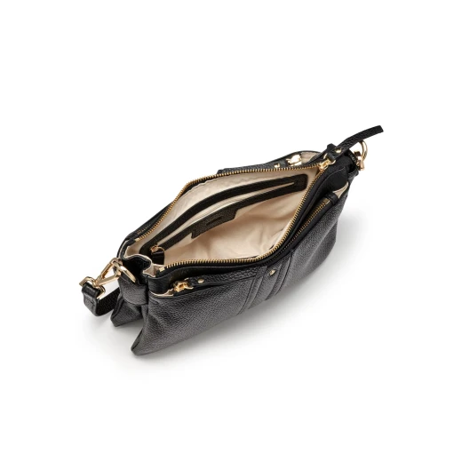 Claree Woman's Crossbody Bag in Black Tumbled Leather with 3 Compartments and Multiple Pockets. Features a Casual Chic Design with Everyday Aesthetic. D46ZCA.00046.C9999 - Geox - Image 4