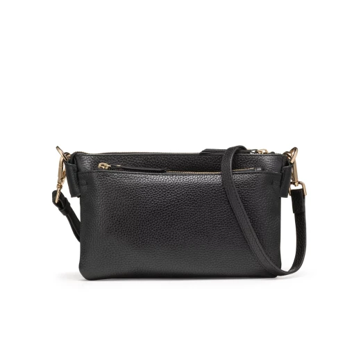 Claree Woman's Crossbody Bag in Black Tumbled Leather with 3 Compartments and Multiple Pockets. Features a Casual Chic Design with Everyday Aesthetic. D46ZCA.00046.C9999 - Geox - Image 5