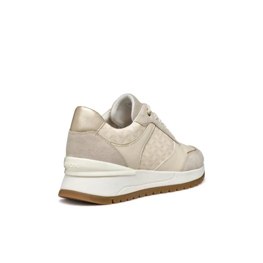 Desya Woman Sneakers Papyrus 41 Printed Leather Effect Suede Casual Shoes - Geox - Image 3