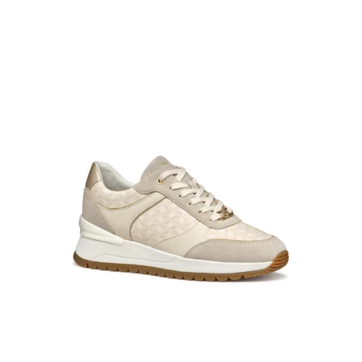 Desya Woman Sneakers Papyrus 41 Printed Leather Effect Suede Casual Shoes - Geox - Image 6
