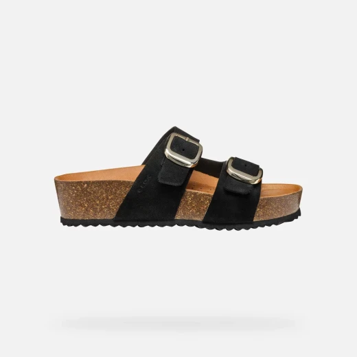 Geox Brionia H Women's Black Suede Wedge Sandals Size 36 Comfortable Breathable Lightweight Design Perfect for Summer Wear with Two-Band Construction for Style and Everyday Use - Geox - Image 2