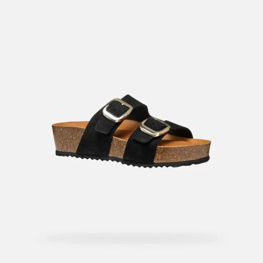 Geox Brionia H Women's Black Suede Wedge Sandals Size 36 Comfortable Breathable Lightweight Design Perfect for Summer Wear with Two-Band Construction for Style and Everyday Use - Geox - Image 3