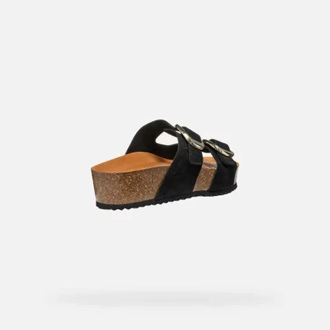 Geox Brionia H Women's Black Suede Wedge Sandals Size 36 Comfortable Breathable Lightweight Design Perfect for Summer Wear with Two-Band Construction for Style and Everyday Use - Geox - Image 4