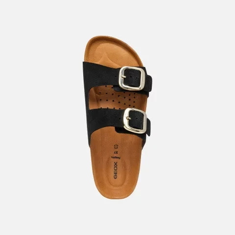 Geox Brionia H Women's Black Suede Wedge Sandals Size 36 Comfortable Breathable Lightweight Design Perfect for Summer Wear with Two-Band Construction for Style and Everyday Use - Geox - Image 6