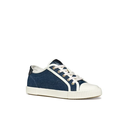 Blomiee Woman Navy Sneakers Stylish Breathable Low Cut 39 Shiny Fabric and Leather Effect Comfortable Everyday Wear Casual Sporty Design - Blomiee - Image 4