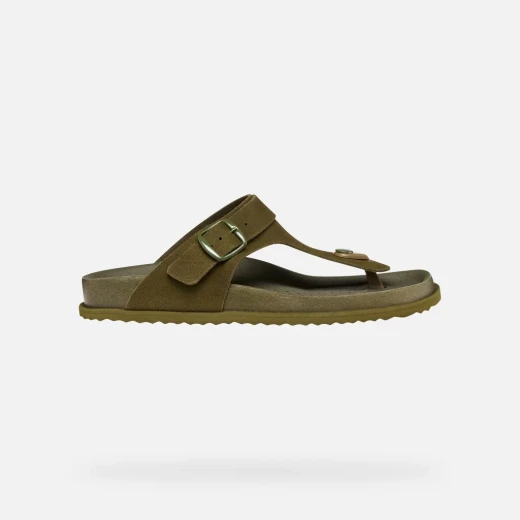 SANDYBETT Woman Suede Thong Sandals Sage Green Color Size 36 Comfortable Breathable Everyday Wear with SKU D558RB.00022.C3016