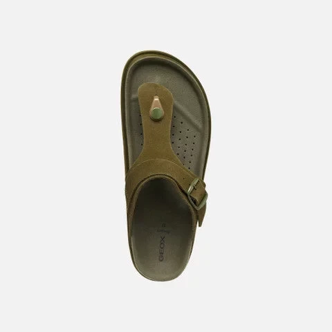 SANDYBETT Woman's Sage Green Suede Thong Sandals Size 41, Breathable and Comfortable Everyday Wear, Featuring a Mellow Mood and Contemporary Cool Design - Geox - Image 9
