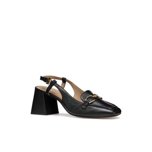 Geox Coronilla Women's Slingback Shoes Black Nappa Leather Square Toe 41 Breathable Lightweight Chic City Staple Metal Detail - Geox - Image 12