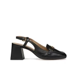 Geox Coronilla Women's Slingback Shoes Black Nappa Leather Square Toe Metal Detail Breathable Lightweight City Staple Size 37 Elegant Comfortable Style - Geox