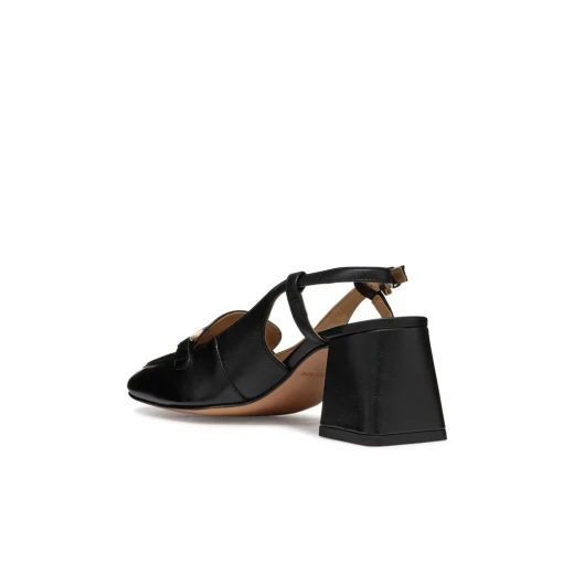 Geox Coronilla Women's Slingback Shoes Black Nappa Leather Square Toe Metal Detail Breathable Lightweight City Staple Size 37 Elegant Comfortable Style - Geox - Image 3