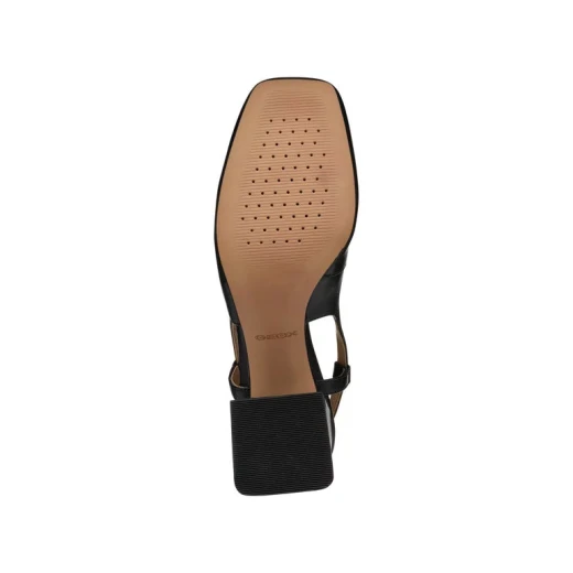 Geox Coronilla Women's Slingback Shoes Black Nappa Leather Square Toe 41 Breathable Lightweight Chic City Staple Metal Detail - Geox - Image 5