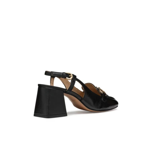 Geox Coronilla Women's Slingback Shoes Black Nappa Leather Square Toe Metal Detail Breathable Lightweight City Staple Size 37 Elegant Comfortable Style - Geox - Image 7