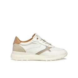 ALLENIEE Woman's Low Cut Sneakers Off White, Sporty and Versatile Design, Breathable Fabric, Leather Effect Material, Casual Everyday Shoes Size 40