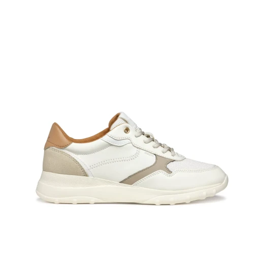 ALLENIEE Woman's Low Cut Sneakers Off White, Sporty and Versatile Design, Breathable Fabric, Leather Effect Material, Casual Everyday Shoes Size 40 - Geox - Image 2