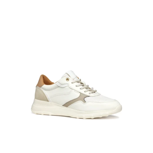 ALLENIEE Woman's Low Cut Sneakers Off White, Sporty and Versatile Design, Breathable Fabric, Leather Effect Material, Casual Everyday Shoes Size 40 - Geox - Image 3