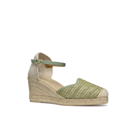 Geox Gelsa Low Woman's Breathable Espadrille Sandal with Raffia Detailing and Ankle Strap in Mint Color, Size 40. Perfect for Summer Casual Styling - Gelsa - Image 6
