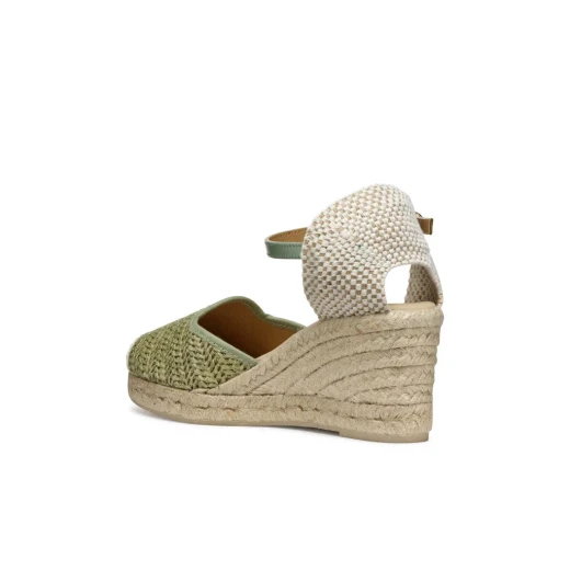 Geox Gelsa Low Woman's Breathable Espadrille Sandal with Raffia Detailing and Ankle Strap in Mint Color, Size 40. Perfect for Summer Casual Styling - Gelsa - Image 8