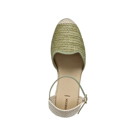 Geox Gelsa Low Woman's Breathable Espadrille Sandal with Ankle Strap, Jute Wedge, and Raffia Detailing in Mint Color, Size 38 for Summer Casual Styling - Geox - Image 9