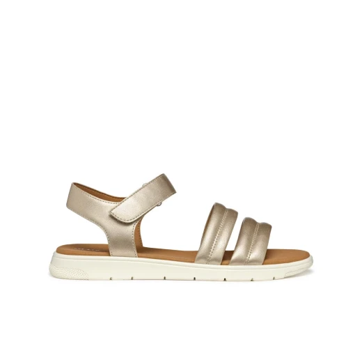 Dandra Woman's Light Gold 38 Sandal: Modern, Comfortable, and Stylish Pearlescent Leather Effect Upper with Breathable Design for Warm Weather Casual Looks. Lightweight Outsole. - Dandra - Image 2