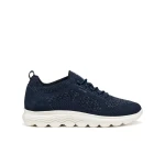 Geox Spherica Woman Sneaker Navy Blue Suede 36 Lightweight Breathable Cushioned Recycled PET Bottles Upper Stylish Modern City Design Comfort Enhanced - Geox