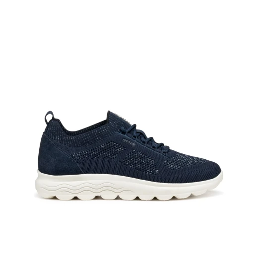 Geox Spherica Woman Navy Sneakers, Size 40, Stylish Low Cut Design, Crafted from Sustainable Suede and Recycled PET Yarn, Ensures Comfort and Cushioning for Active Chic Look - Geox - Image 2