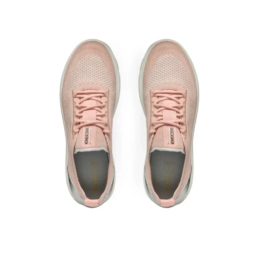 حذاء رياضي نسائي Geox Spherica Nude مقاس 36 حذاء رياضي منخفض الساق للنساء مصنوع من زجاجات PET معاد تدويرها ومادة جلدية معدنية توفر الراحة والأناقة العصرية - جيوكس - Image 10