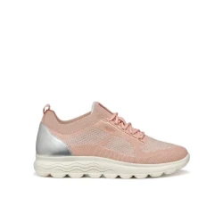 حذاء رياضي نسائي Geox Spherica Nude مقاس 36 حذاء رياضي منخفض الساق للنساء مصنوع من زجاجات PET معاد تدويرها ومادة جلدية معدنية توفر الراحة والأناقة العصرية