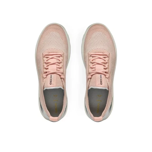 حذاء رياضي نسائي Geox Spherica Nude مقاس 36 حذاء رياضي منخفض الساق للنساء مصنوع من زجاجات PET معاد تدويرها ومادة جلدية معدنية توفر الراحة والأناقة العصرية - جيوكس - Image 5