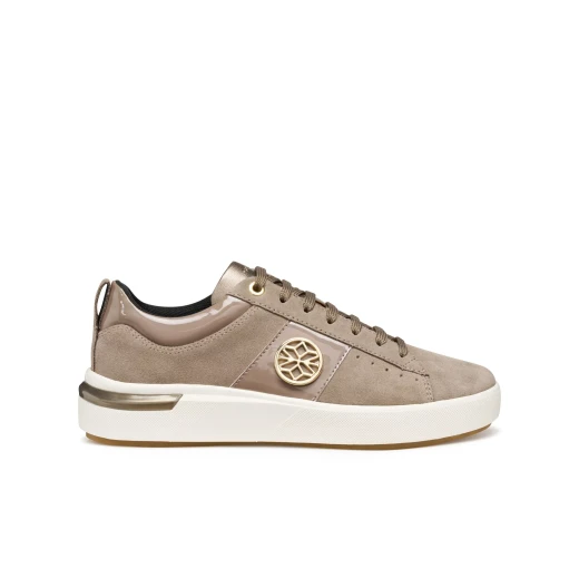 Geox Dalyla Woman Sneaker Taupe Suede Breathable Casual Shoes for Women with Patent Detailing. Perfect for Everyday Wear. Size 41. - Geox - Image 2