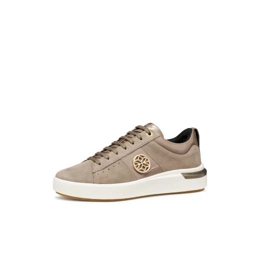 Geox Dalyla Woman Taupe Suede Sneakers with Patent Detailing Breathable Comfort City Lifestyle Shoes Size 36 Everyday Wear - Geox - Image 4