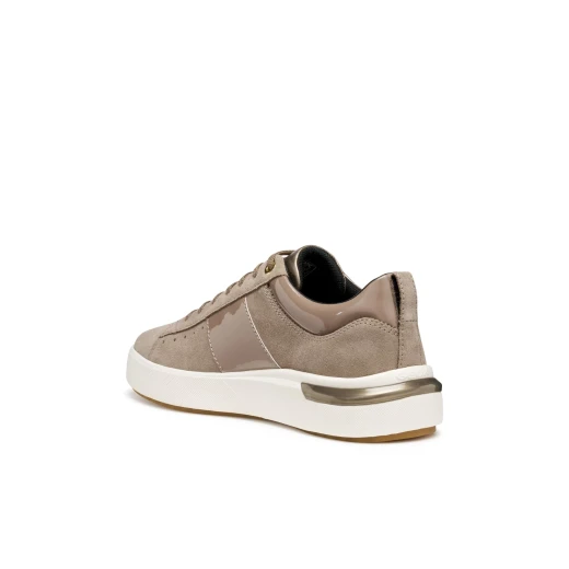 Geox Dalyla Woman Taupe Suede Sneakers with Patent Detailing Breathable Comfort City Lifestyle Shoes Size 36 Everyday Wear - Geox - Image 6