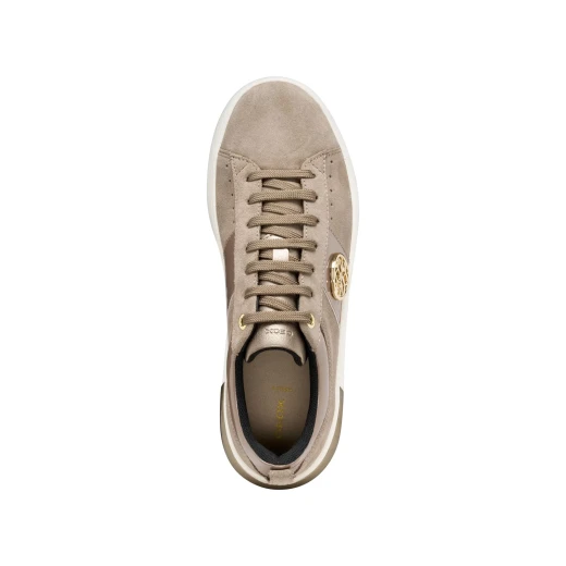 Geox Dalyla Woman Taupe Suede Sneakers with Patent Detailing Breathable Comfort City Lifestyle Shoes Size 36 Everyday Wear - Geox - Image 9