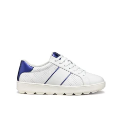 Geox Spherica ECUB-1 Woman's Sneaker White 36, Modern Breathable Comfort with Metallic Leather Accents, Active Chic Style