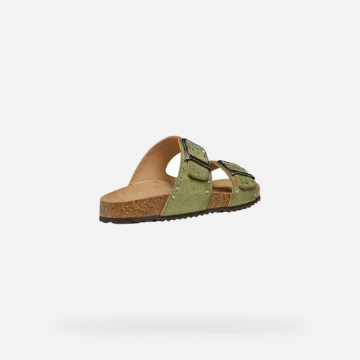 Geox Brionia R Women's Sandals Sage Green Suede Effect Double Band Comfortable Breathable Lightweight Design Size 36 Ideal for Everyday Wear and Holidays - Geox - Image 4