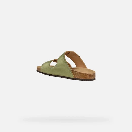 Geox Brionia R Women's Sandals Sage Green Suede Effect Double Band Comfortable Breathable Lightweight Flat Sandals Size 37 for Everyday City Wear and Holidays - Geox - Image 5