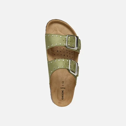 Geox Brionia R Women's Sandals Sage Green Suede Effect Double Band Comfortable Breathable Lightweight Flat Sandals Size 37 for Everyday City Wear and Holidays - Geox - Image 6