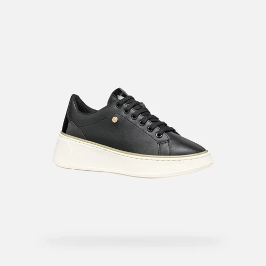 Sunnetty Woman's Breathable Sneakers Black Patent Leather Casual Shoes Size 36 Featuring Metal Detail Comfortable Stylish Footwear for Everyday Wear Modern Design - Geox - Image 6