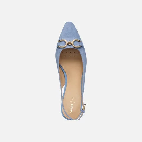 Geox Giselda 15 Women's Blue Slingback Ballet Flats with Adjustable Strap and Breathable Suede Upper, Size 38, Featuring a Gleaming Metal Embellishment for Formal Wear - Geox - Image 4