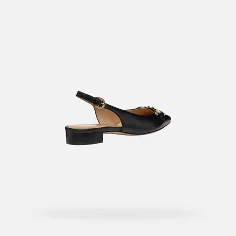 Giselda15 Woman's Black Slingback Ballet Flats with Adjustable Strap and Metal Embellishment, Nappa Leather Upper, Low Heel, Breathable Structure, Size 37 - Giselda15 - Image 13
