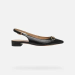 Geox Giselda 15 Women's Slingback Ballet Flats Black Nappa Leather Adjustable Strap Size 39 - Geox