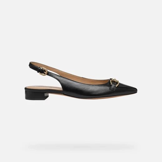 Geox Giselda 15 Women's Slingback Ballet Flats Black Nappa Leather Adjustable Strap Size 39 - Geox - Image 2