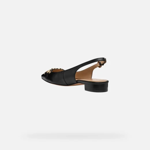 Geox Giselda 15 Women's Slingback Ballet Flats Black Nappa Leather Adjustable Strap Size 39 - Geox - Image 3
