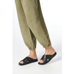 Adelash Woman Flat Sandals in Black, Size 36, Featuring Woven Straps and Crafted from Soft Nappa Leather, Ideal for Everyday Wear, Comfortable Design