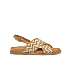 Adelash Woman Flat Sandals Camel Leather 40 Comfortable Breathable
