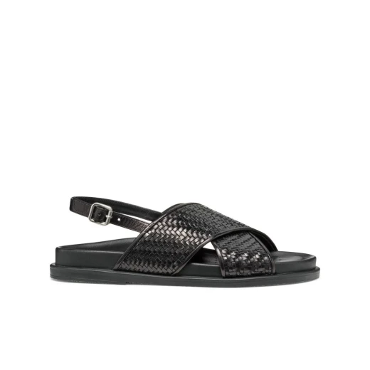 Adelash Woman Flat Sandals in Black Shiny Leather with Breathable Design, Perfect for City Wear and Off Duty Pursuits. Size 41, SKU D55YWE.000TC.C9999. - Image 2