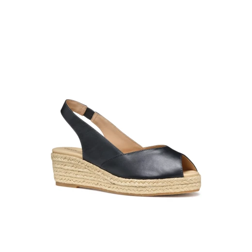Geox Iberide Woman Espadrille Wedge Sandals in Navy, Crafted from Supple Nappa Leather, Designed for Summery City Styling, Breathable Comfort, Size 36 - Geox - Image 12
