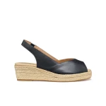 Geox Iberide Woman Espadrille Wedge Sandals in Navy, Crafted from Supple Nappa Leather, Designed for Summery City Styling, Breathable Comfort, Size 36 - Geox