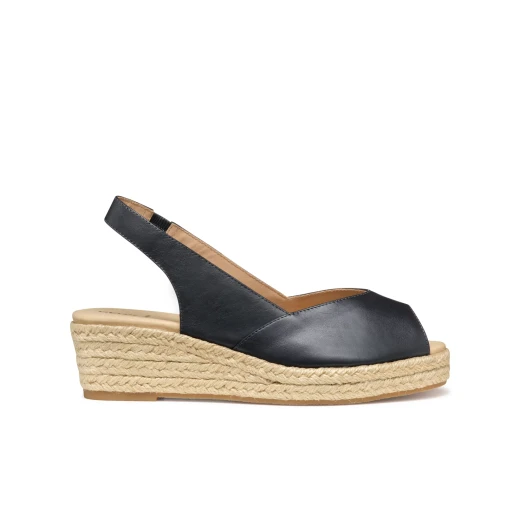 Geox Iberide Woman Espadrille Wedge Sandals in Navy, Size 40, Crafted from Supple Nappa Leather for Summery City Styling, Offering Comfort and Breathability for Everyday Wear - Geox - Image 2