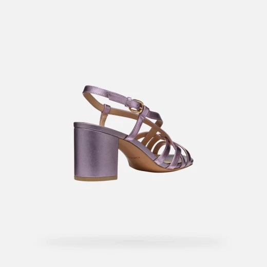 VIRNILISA 65 S Women's Sandals Metallic Leather Lilac Block Heel 36 - Geox - Image 5